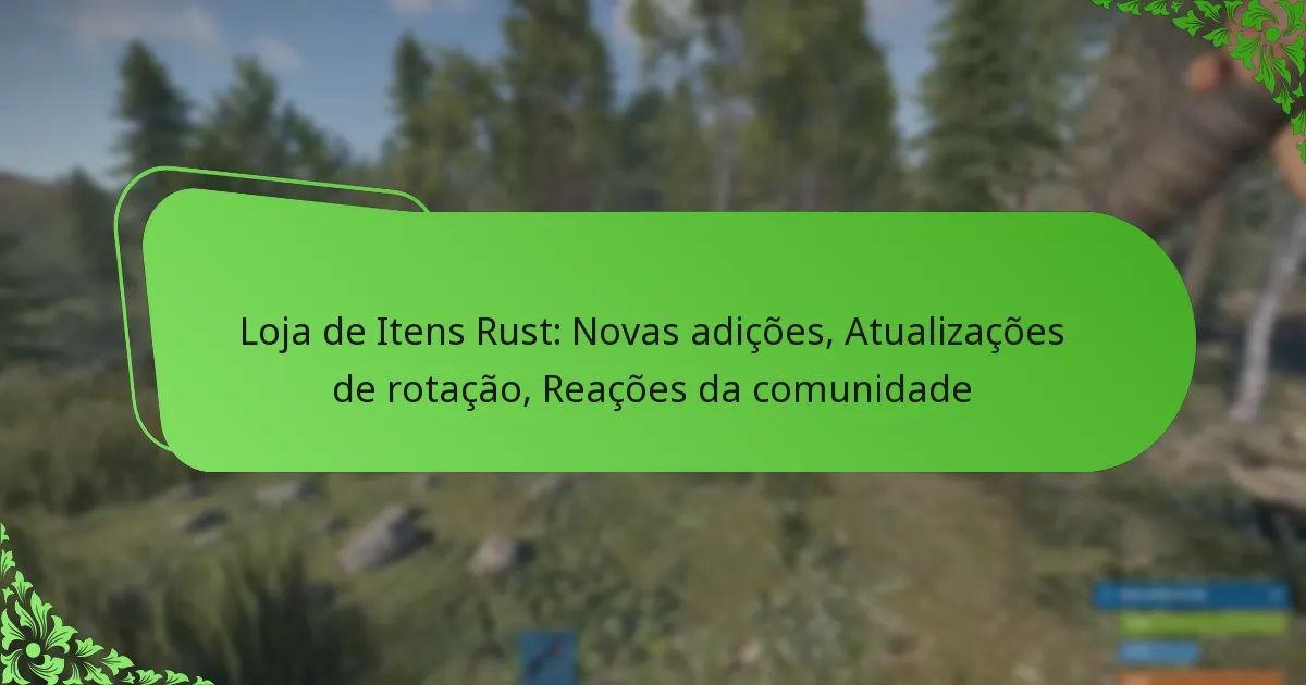 Loja de Itens Rust: Novas adições, Atualizações de rotação, Reações da comunidade