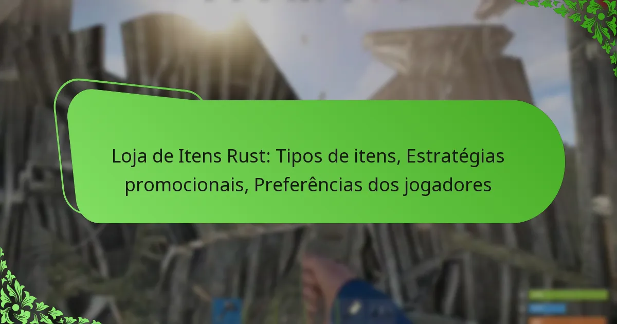 Loja de Itens Rust: Tipos de itens, Estratégias promocionais, Preferências dos jogadores