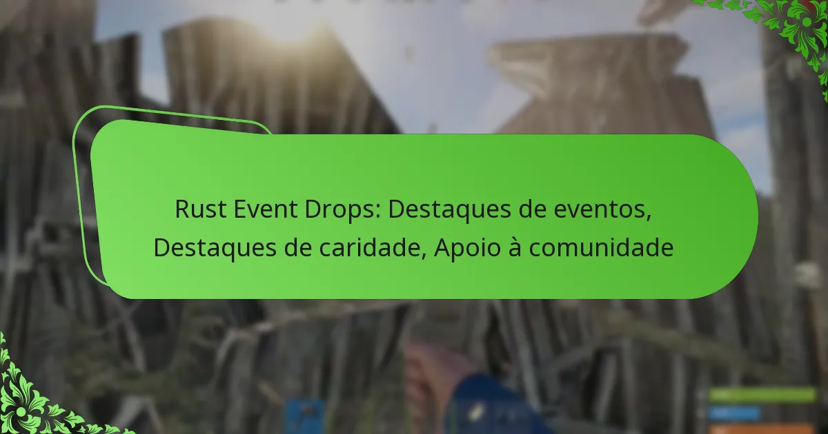 Rust Event Drops: Destaques de eventos, Destaques de caridade, Apoio à comunidade