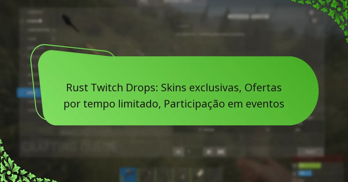 Rust Twitch Drops: Skins exclusivas, Ofertas por tempo limitado, Participação em eventos
